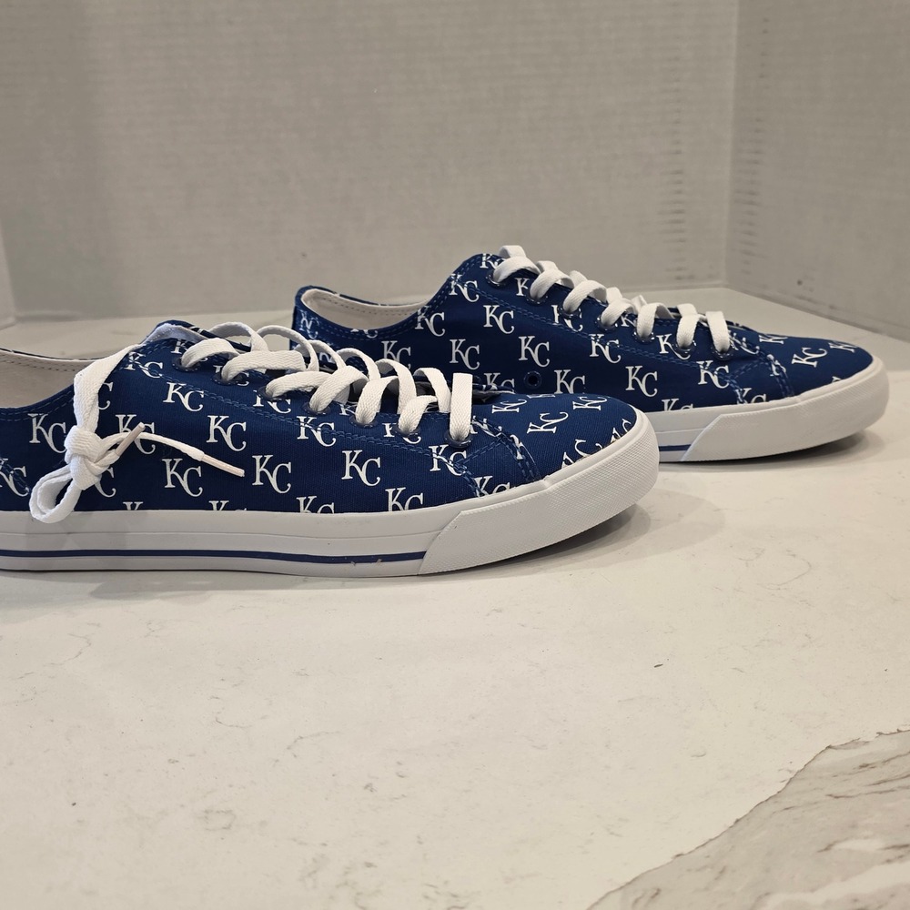 Kansas City Royals MLB Canvas Sneakers Blue KC Logo Low Top M10.5‎ W12 Row One